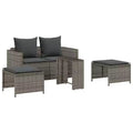 vidaXL 5 Piece Patio Sofa Set with Cushions Stackable Gray Poly Rattan - Gray Dark Gray