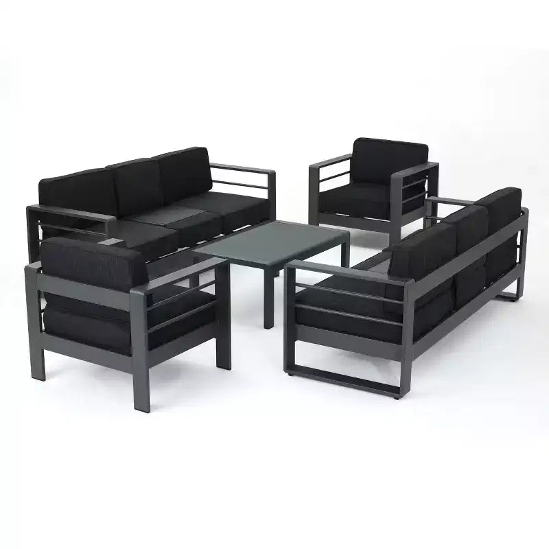 GDFStudio Crested Bay aluminium praatset voor buiten voor 8 personen, met kussens