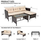 Karl Home bruine loungeset van wicker voor buiten met beige kussens