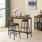GDFStudio Briar rustieke 3-delige bartafelset met barkrukken bekleed met kunstleer
