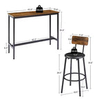 GDFStudio Briar rustieke 3-delige bartafelset met barkrukken bekleed met kunstleer