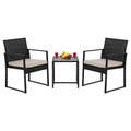 BestMassage Patio Furniture 3-Piece Rattan Set - Rocking Chairs and Coffee Table, Khaki