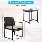 BestMassage Patio Furniture 3-Piece Rattan Set - Rocking Chairs and Coffee Table, Khaki