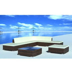 vidaXL 8-delige loungeset voor buiten met kussens, polyrotan, bruin