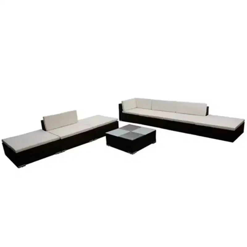 vidaXL 8-delige loungeset voor buiten met kussens, polyrotan, bruin