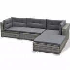 vidaXL 6-Piece Patio Lounge Set - Outdoor Sofa Set with Cushions and Tea Table - Gray Poly Rattan