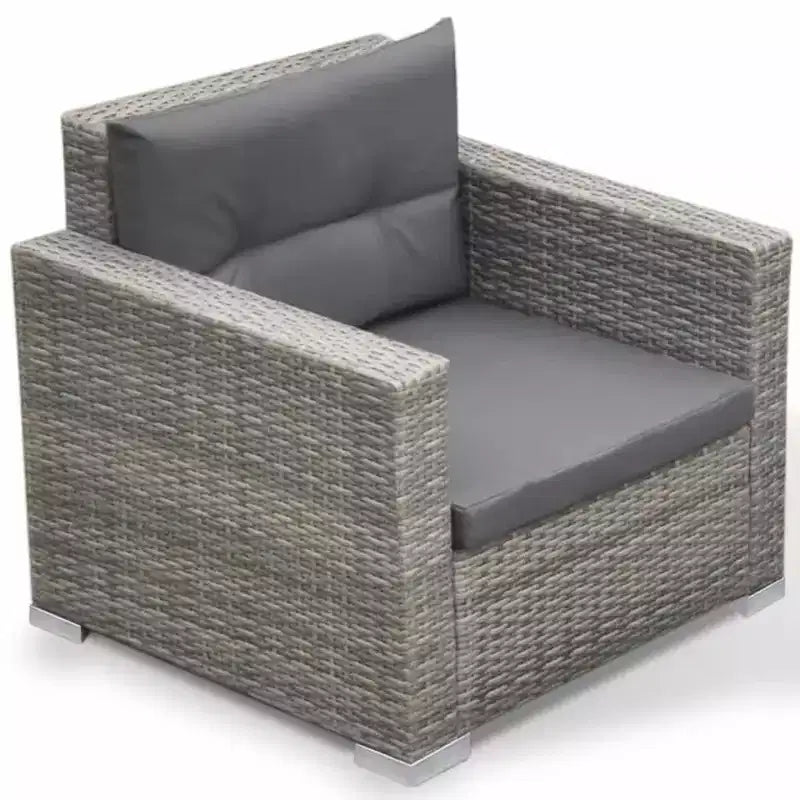 vidaXL 6-Piece Patio Lounge Set - Outdoor Sofa Set with Cushions and Tea Table - Gray Poly Rattan