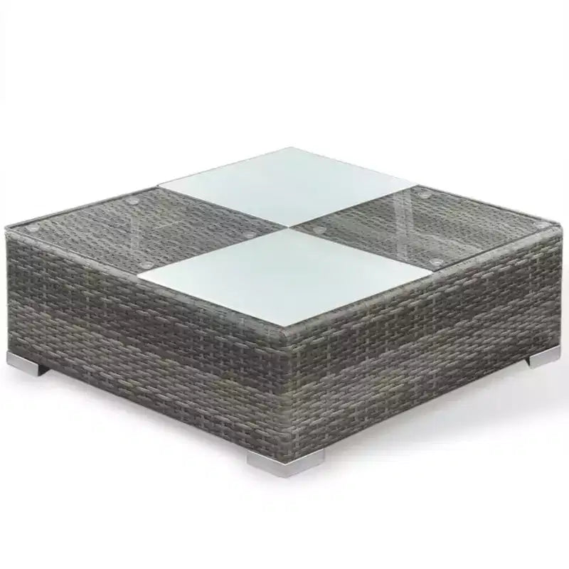 vidaXL 6-Piece Patio Lounge Set - Outdoor Sofa Set with Cushions and Tea Table - Gray Poly Rattan