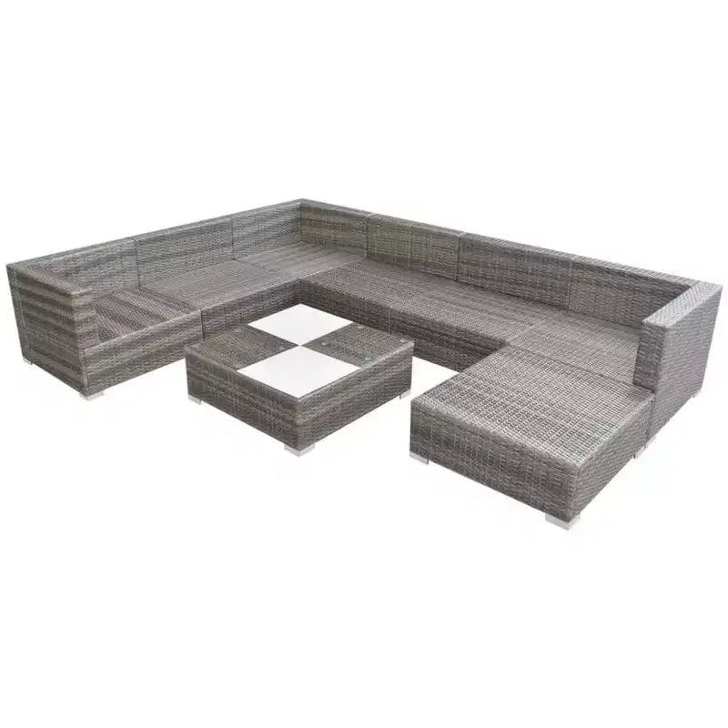 vidaXL 8-delige loungeset voor buiten - grijs polyrotan met comfortabele kussens, veelzijdige opstelling - ideaal voor tuin en terras