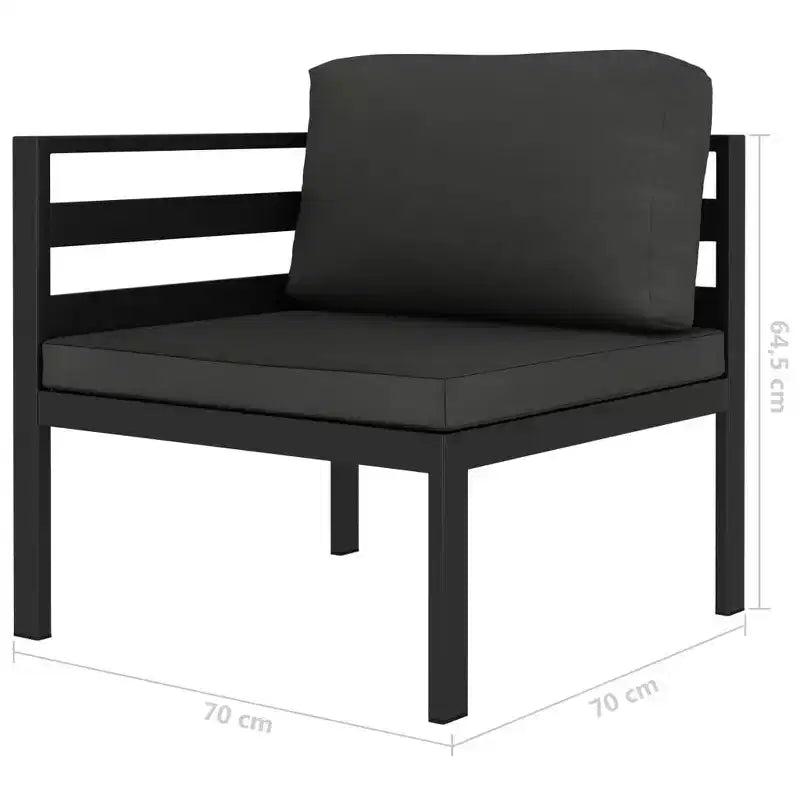 vidaXL Patio Furniture Set Sectional Sofa with Cushions Aluminum Anthracite