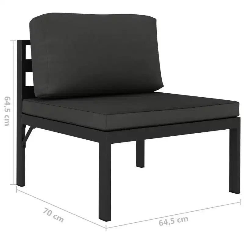 vidaXL Patio Furniture Set Sectional Sofa with Cushions Aluminum Anthracite