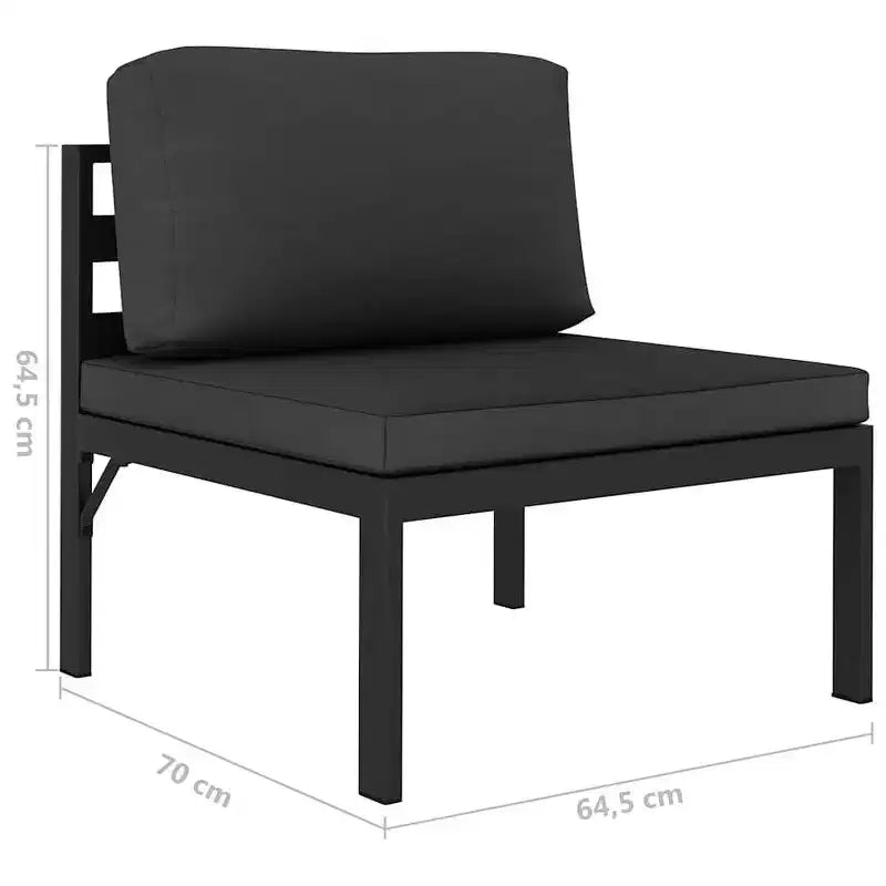 vidaXL Patio Furniture Set Sectional Sofa with Cushions Aluminum Anthracite