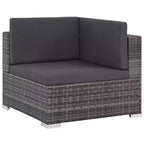 vidaXL grijze loungeset voor buiten met 8 delen – polyrotan lounge met kussens, hoek- en middenbanken, salontafel en hocker – tuinmeubelen voor binnen en buiten