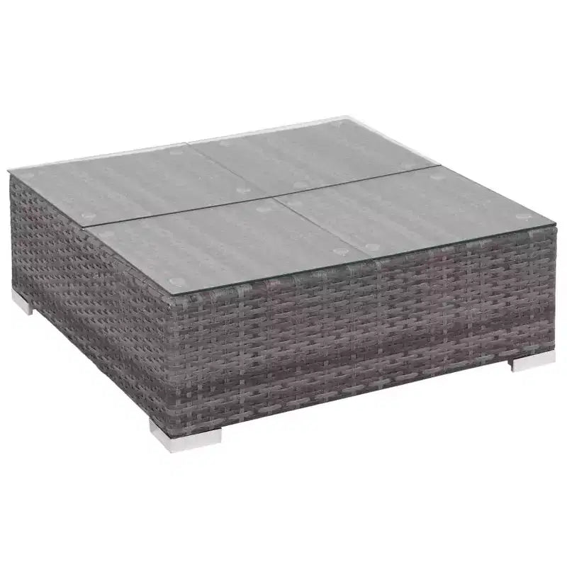 vidaXL grijze loungeset voor buiten met 8 delen – polyrotan lounge met kussens, hoek- en middenbanken, salontafel en hocker – tuinmeubelen voor binnen en buiten