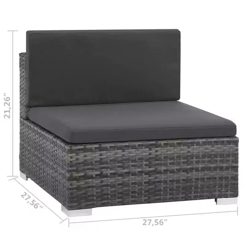 vidaXL grijze loungeset voor buiten met 8 delen – polyrotan lounge met kussens, hoek- en middenbanken, salontafel en hocker – tuinmeubelen voor binnen en buiten