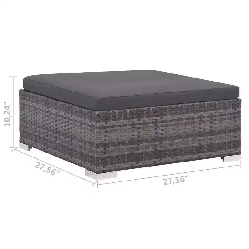 vidaXL grijze loungeset voor buiten met 8 delen – polyrotan lounge met kussens, hoek- en middenbanken, salontafel en hocker – tuinmeubelen voor binnen en buiten