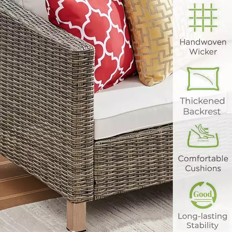 9-delige loungeset voor buiten met kussens en salontafel