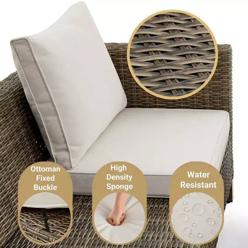 9-delige loungeset voor buiten met kussens en salontafel