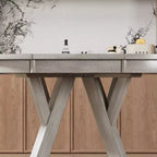 VECELO ronde uitschuifbare eetkamertafelset, tafel van rubberhout met 4/6 armloze gestoffeerde eetkamerstoelen voor de keuken, grijs