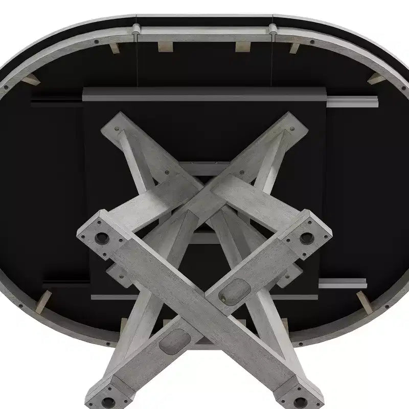 VECELO ronde uitschuifbare eetkamertafelset, tafel van rubberhout met 4/6 armloze gestoffeerde eetkamerstoelen voor de keuken, grijs