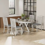 VECELO ronde uitschuifbare eetkamertafelset, tafel van rubberhout met 4/6 armloze gestoffeerde eetkamerstoelen voor de keuken, grijs