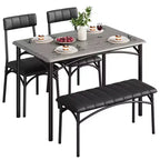Eettafelset voor 4 personen, keukentafel met 2 gestoffeerde stoelen en 1 bank, rechthoekige houten eettafelset met stoelen voor kleine ruimtes
