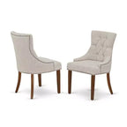 HomeStock 7-delige keukentafelset met mahoniekleurige linnen Parsons-stoelen