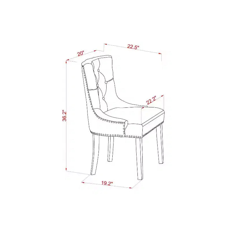 HomeStock 7-delige keukentafelset met mahoniekleurige linnen Parsons-stoelen