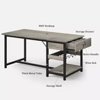 Dining Table Set for 4, Dining Room Table with Storage Drawers & Wine Rack, Kitchen Dining Table Set with Upholstered Benches for Dining Room-Grey