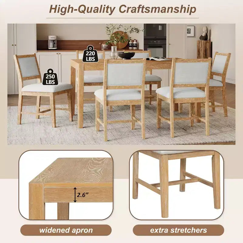 Merax 7-Piece Retro Dining Table Set for 6