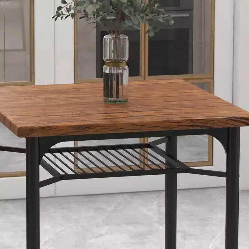 Eetkamerset voor 2 personen, vierkante keukentafel met 2 krukken en opbergrek, houten ontbijttafel voor woonkamer en kleine ruimtes