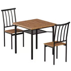 Eetkamerset voor 2 personen, vierkante keukentafel met 2 krukken en opbergrek, houten ontbijttafel voor woonkamer en kleine ruimtes