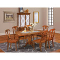 HomeStock Belmont Dining Room Set-Oval Dining Table With Leaf And Chairs, Saddle Brown