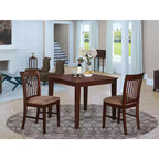 HomeStock Belmont Small Kitchen Table Set -Square Table And Kitchen Dining Chairs, Mahogany