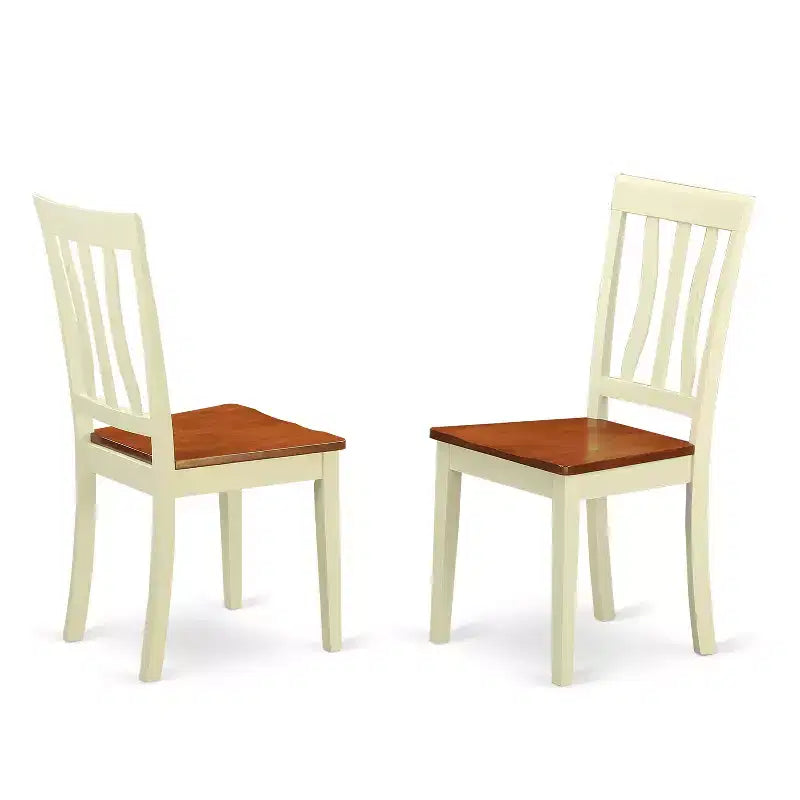 HomeStock Belmont 3-delige Sudbury-set met één ronde dinettetafel en twee dinettestoelen met houten zitting in een prachtige karnemelk- en kersenkleurige afwerking