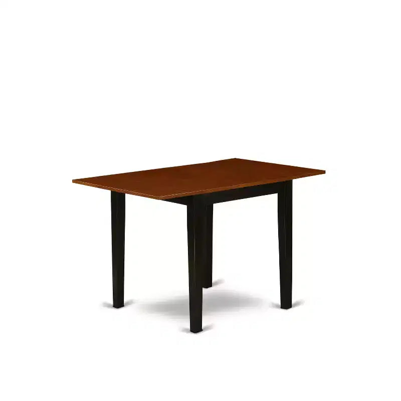 HomeStock Belmont 3-delige keukentafelset, kleine keukentafel, 2 houten eetkamerstoelen, zitting van massief hout, lattenrug, zwart, kersenfinish