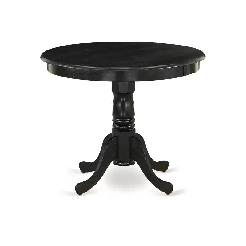 HomeStock Belmont 5-Pc Kitchen Table and Chairs Set Included a Round Dining Table & 4 Parson Chairs, Wirebrushed Black Finish