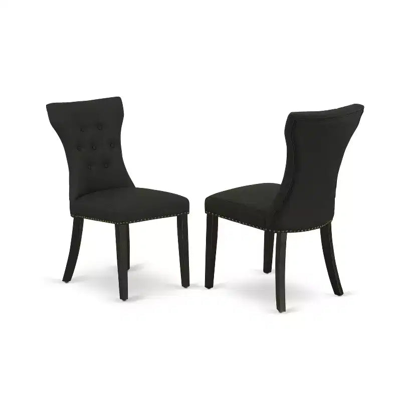 HomeStock Belmont 5-Pc Kitchen Table and Chairs Set Included a Round Dining Table & 4 Parson Chairs, Wirebrushed Black Finish