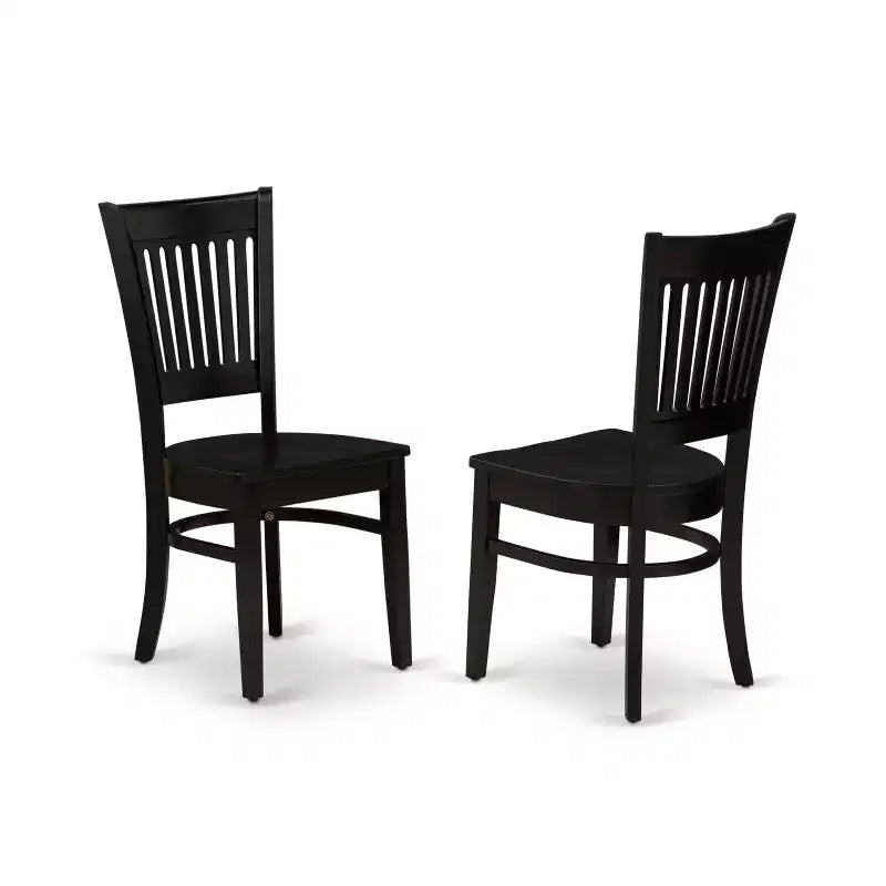 HomeStock Belmont 7-delige keukentafelset met 6 eetkamerstoelen en eettafel met vlinderblad – zwarte afwerking