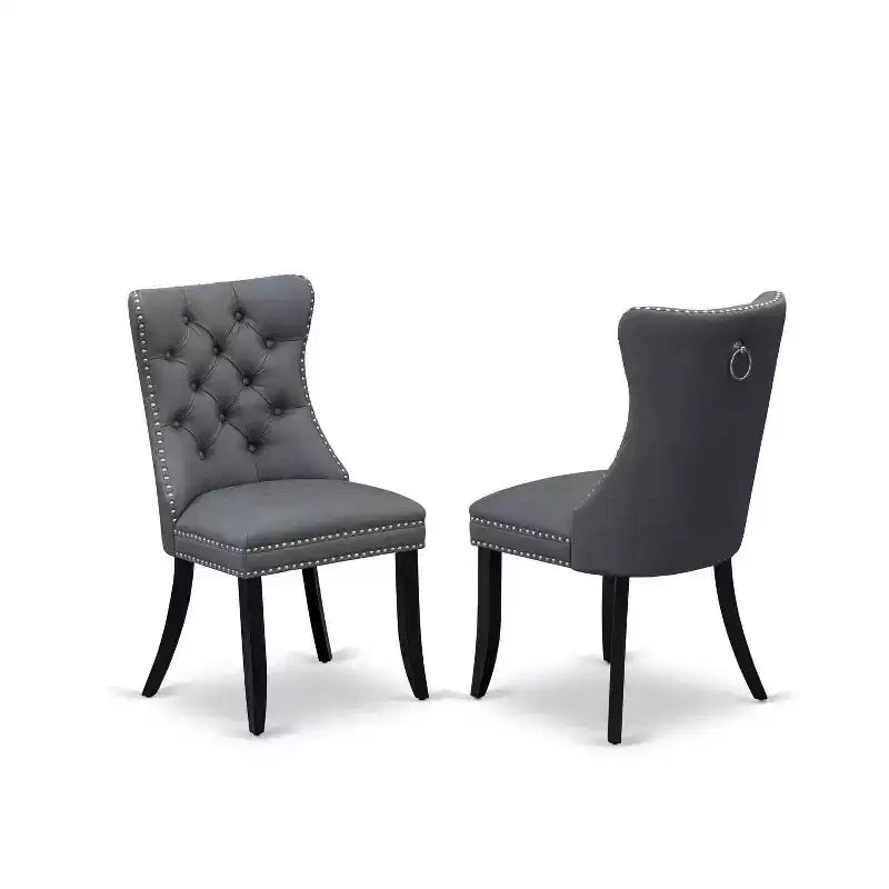 HomeStock Belmont 5 Piece Kitchen Set Consists of a Rectangle Dining Table with Butterfly Leaf and 4 Upholstered Chairs, Black