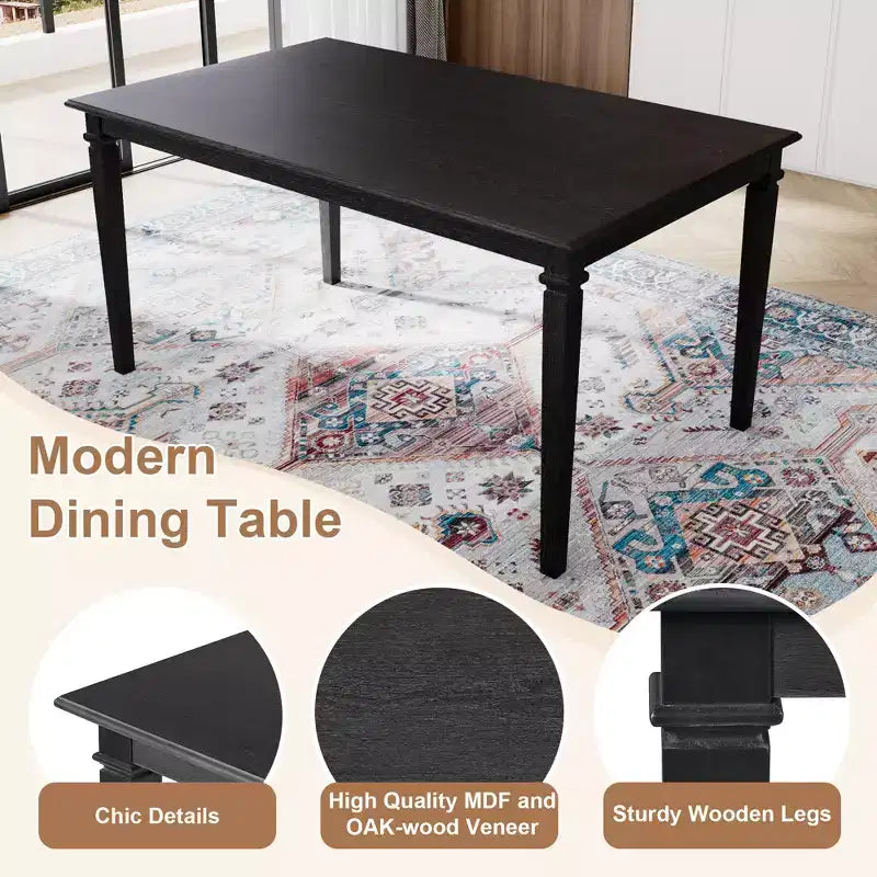 Farmhouse Dining Room Set for 6, 6 Pieces Wooden Rectangular Table and 4 Chairs with Bench for kitchen