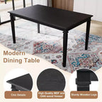 Farmhouse Dining Room Set for 6, 6 Pieces Wooden Rectangular Table and 4 Chairs with Bench for kitchen