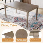 Farmhouse Dining Room Set for 6, 6 Pieces Wooden Rectangular Table and 4 Chairs with Bench for kitchen