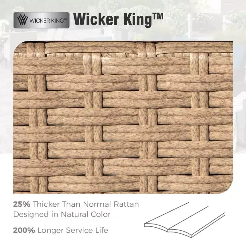 Captiva Designs Luxury Wicker Patio Conversation Fire Pit Set with Curved Armrests with Cushions
