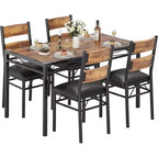 Eettafelset, eetkamertafelset met hoekbescherming, houten keukentafel en stoelenset met gestoffeerde stoelen voor keuken of appartement