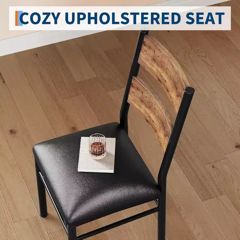 Eettafelset, eetkamertafelset met hoekbescherming, houten keukentafel en stoelenset met gestoffeerde stoelen voor keuken of appartement