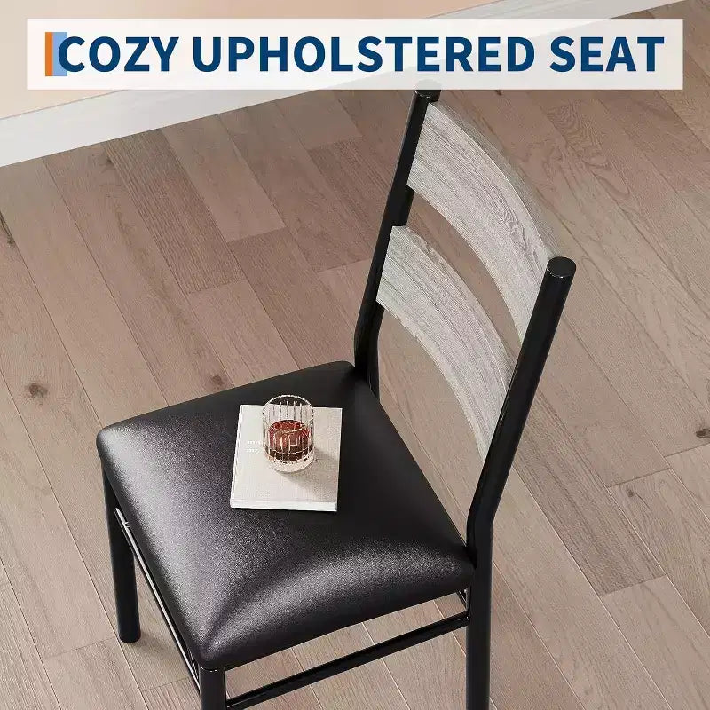 Eettafelset, eetkamertafelset met hoekbescherming, houten keukentafel en stoelenset met gestoffeerde stoelen voor keuken of appartement