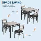 Eettafelset, eetkamertafelset met hoekbescherming, houten keukentafel en stoelenset met gestoffeerde stoelen voor keuken of appartement