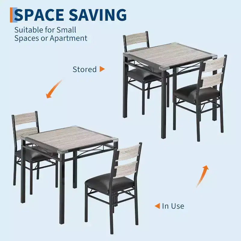 Eettafelset, eetkamertafelset met hoekbescherming, houten keukentafel en stoelenset met gestoffeerde stoelen voor keuken of appartement