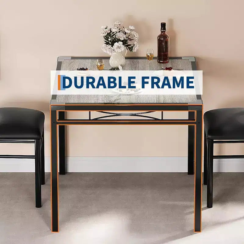 Eettafelset, eetkamertafelset met hoekbescherming, houten keukentafel en stoelenset met gestoffeerde stoelen voor keuken of appartement